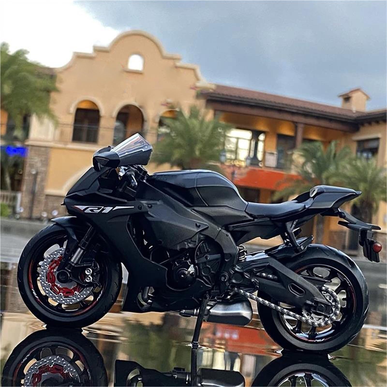 Modelo de Motocicleta Maqueta De Motocicleta Todoterreno, Juguete Regalo Colección 1:12 para Yamaha YZF R1, Simulación Carreras Aleación, Metal Fundido A Presión(Nero)