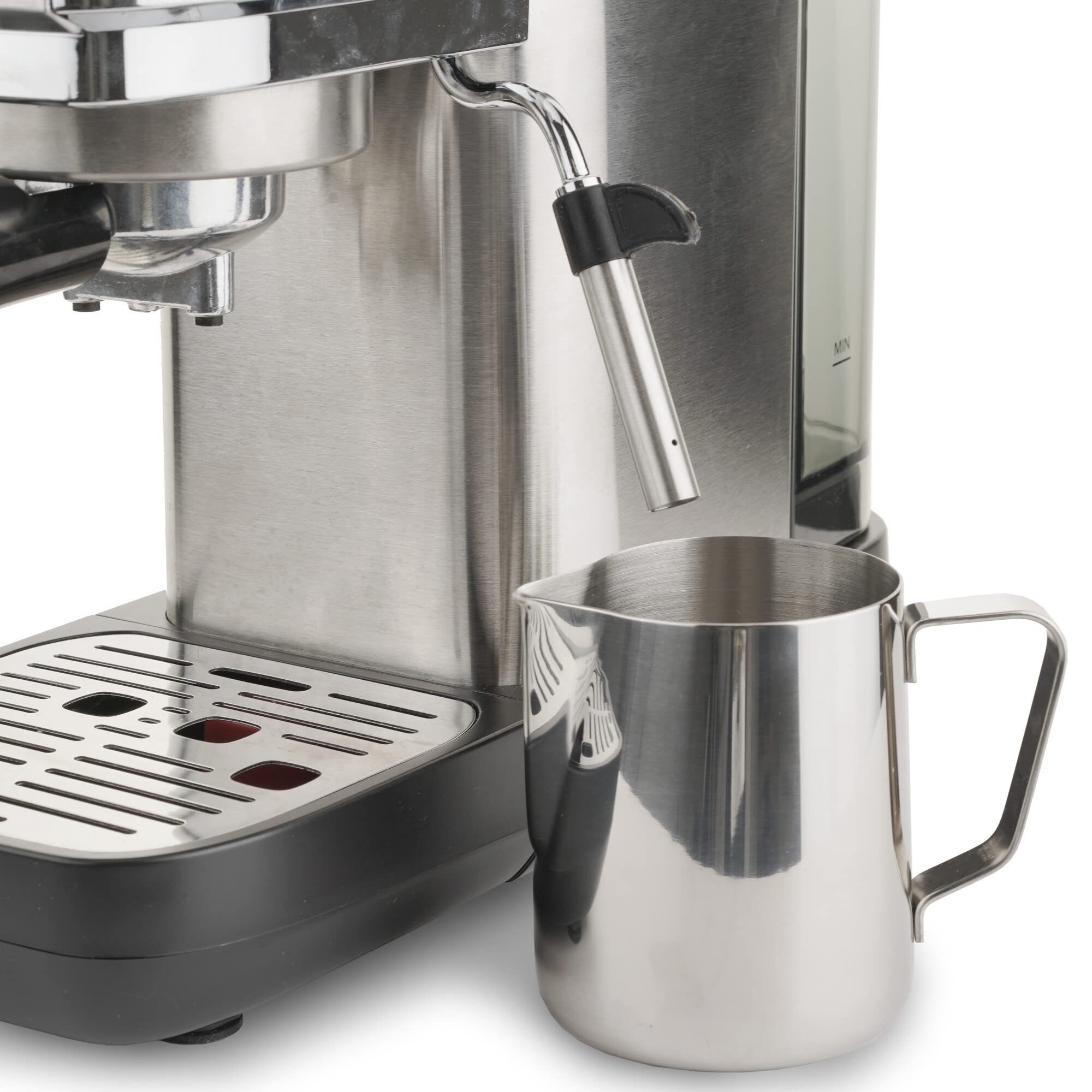 Ariete Espresso Slim Metal 1381 - Cafetera con manómetro, compatible con café en polvo y cápsulas ESE, 15 bar máximo, filtro de 1 o 2 tazas, boquilla para capuchino, 1300 W, color plateado