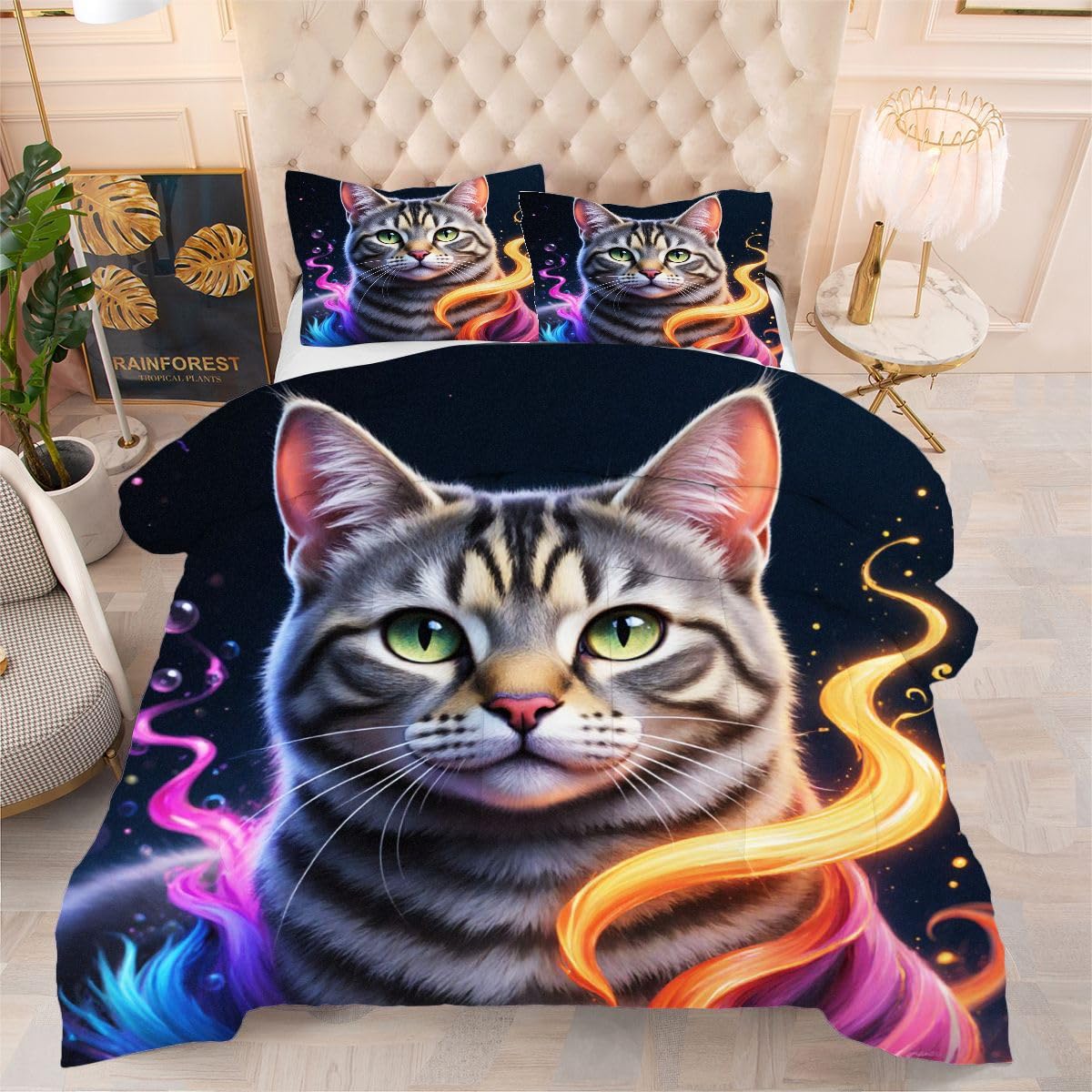 Couette 3D chat gris au rendu visuel exceptionnel et finitions soignées