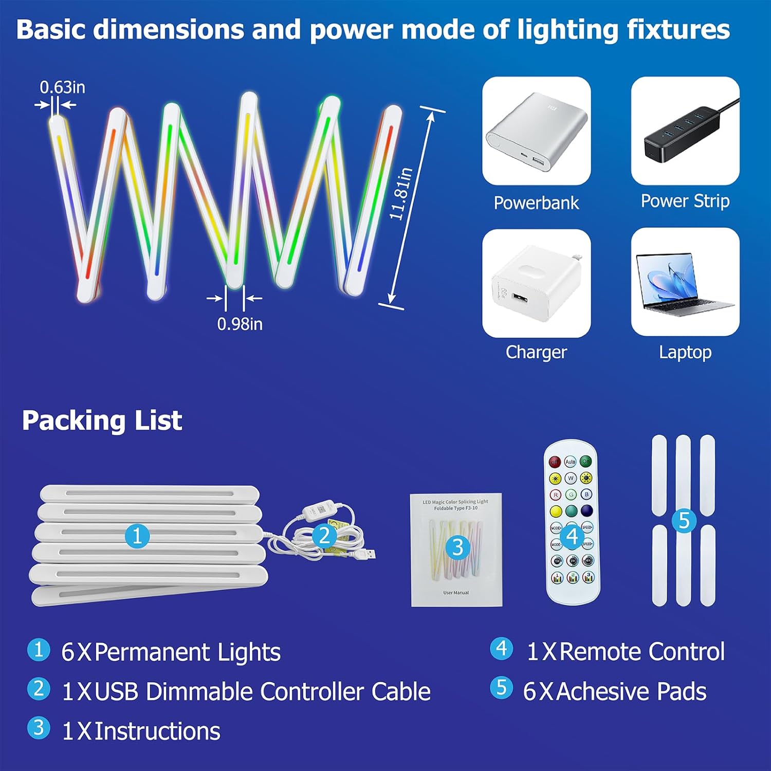 Uxon 10-in-1 Foldable Frame LED Lights, Smart RGB+IC Wall Decor Light with APP & Remote Control, 16 Million Colors, Music Sync, Gaming Lights for Bedroom Living Room Kids Room Party Decoration