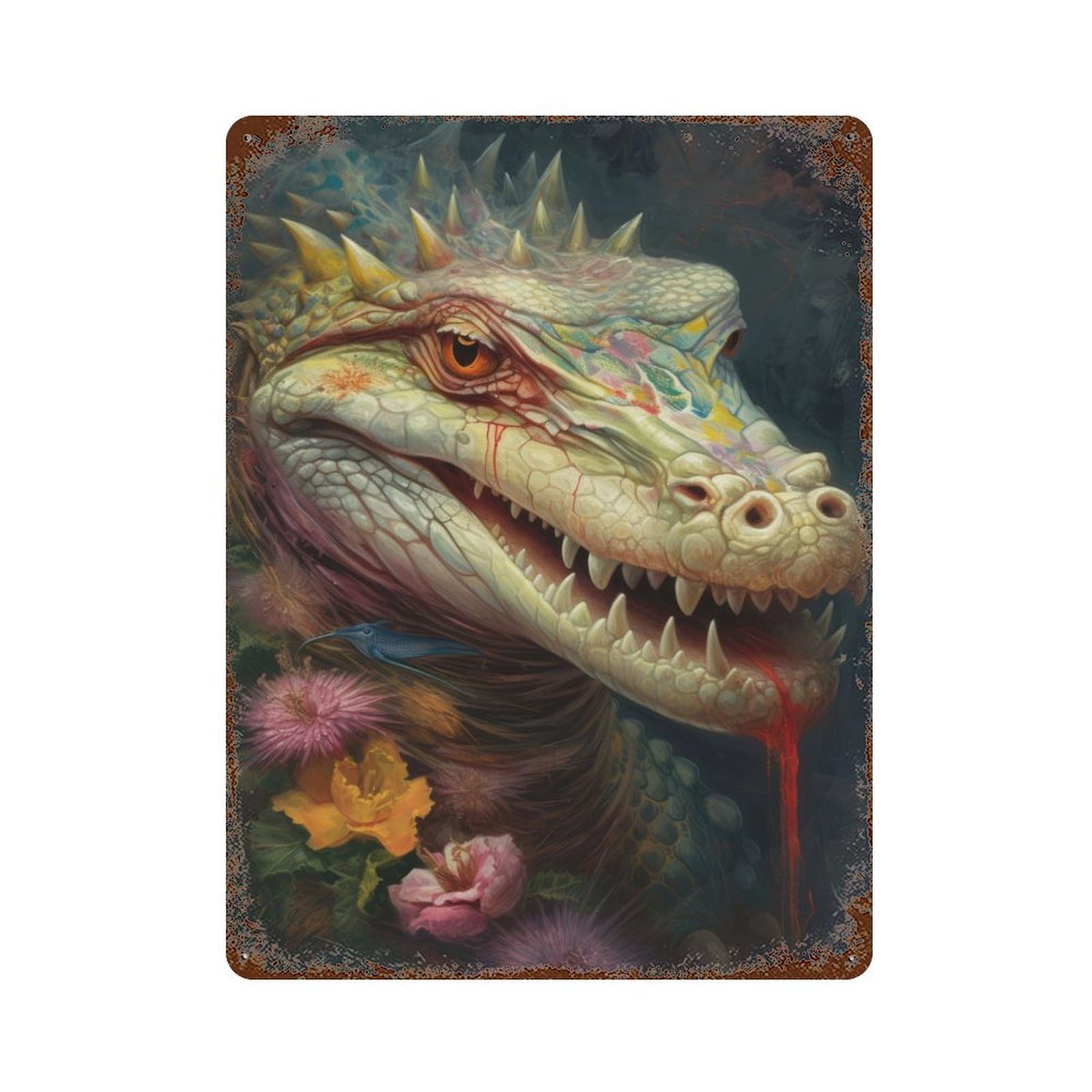 The Strong Crocodile Retro Metal Sign 15.7"x11.8", Classic Wall Plaque for Garage, Pub Or Kitchen