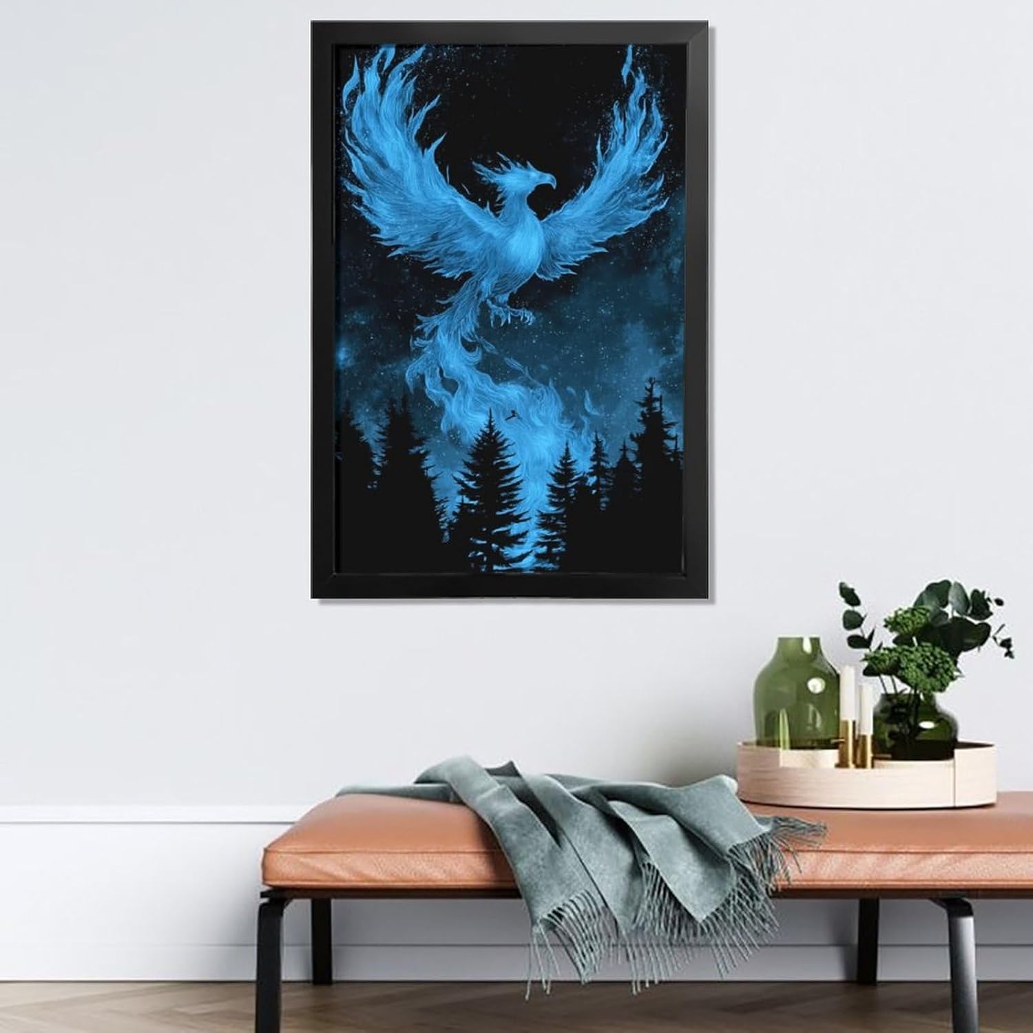 Surrealistic Creative Poster of The Blue Phoenix Mythology (4) Canvas Wall Art Prints for Wall Decor Room Decor Bedroom Decor Gifts 24x36inch(60x90cm) Black Frame-style image 4