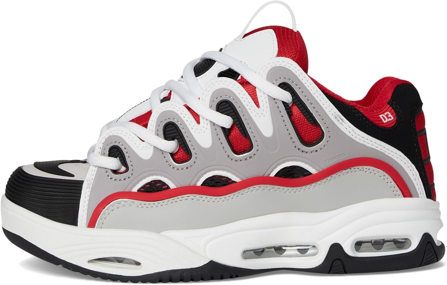 Osiris Men's D3 2001 Skate Shoe, Red/White/Grey, 8