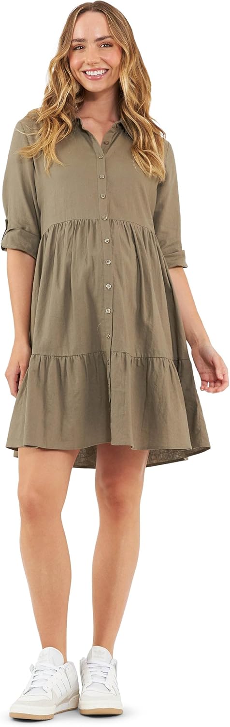 Ripe Adel Linen Dress Olive
