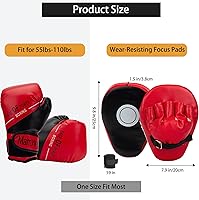 Vista 5 de Juego de 3 en 1 de guantes de boxeo y mitones de golpeo para niños, guantes de boxeo deportivos con almohadillas para manos y vendas, juego