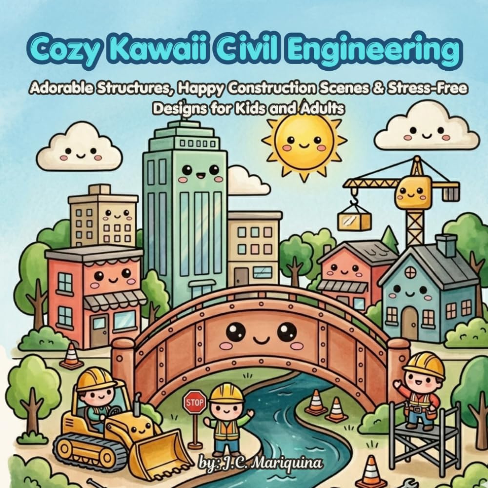 Cozy Kawaii Civil Engineering: Adorable Structures, Happy Construction Scenes & Stress-Free Designs for Kids and Adults