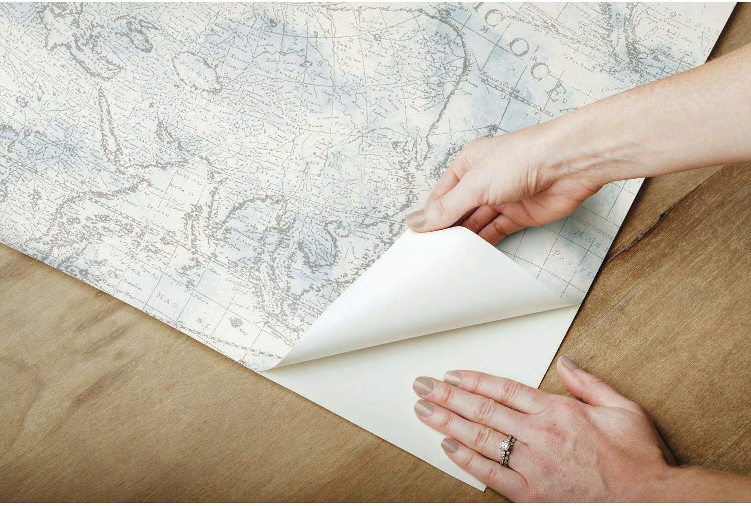 York Wallcoverings PSW1131RL Coastal Map Blue & Grey Premium Peel and Stick Wallpaper