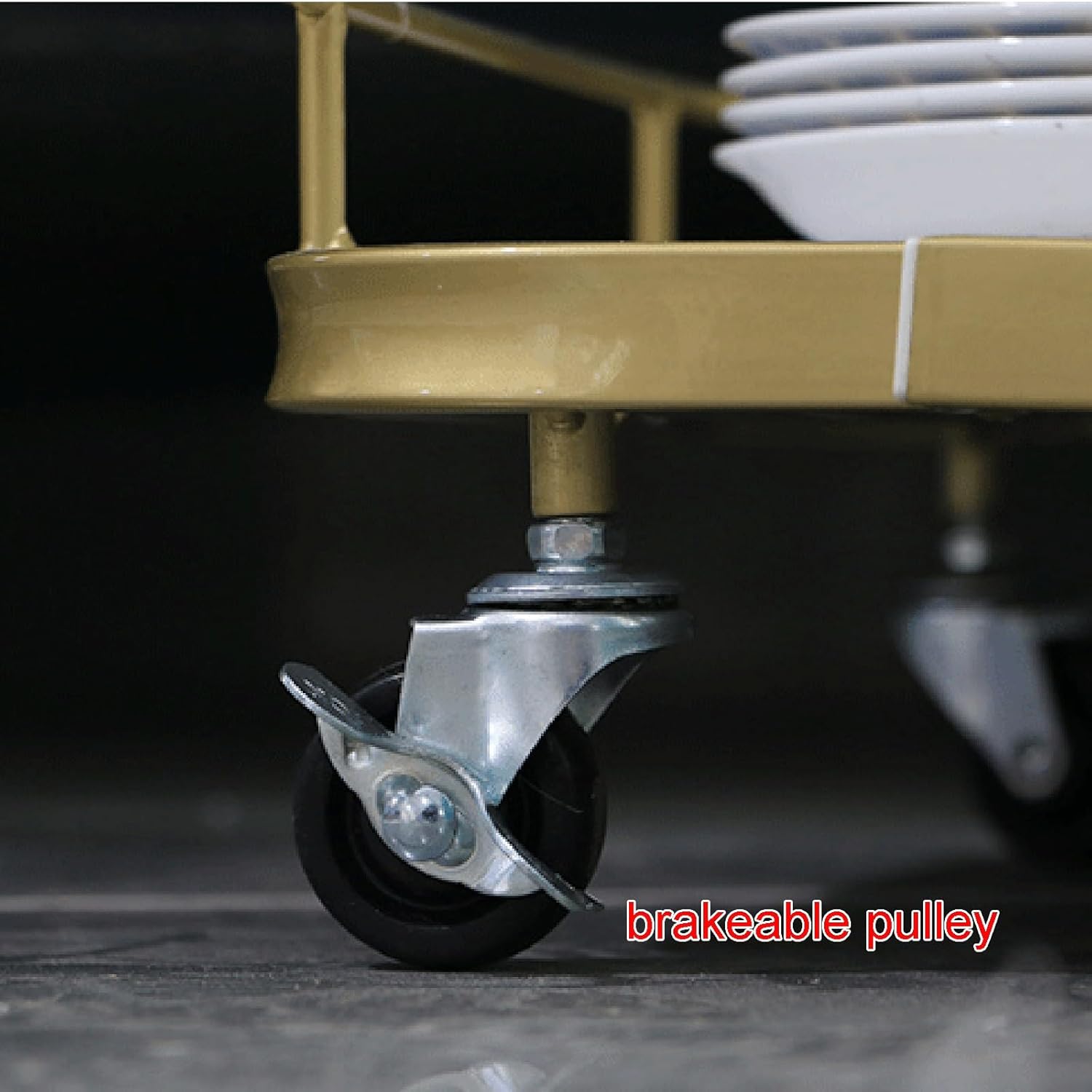 3-Tier Marble Storage Rack Cart for Beauty Salon & Restaurant Round Tube Handles Raised Guardra Bottom Brake Wheels Mobile for Supplies,