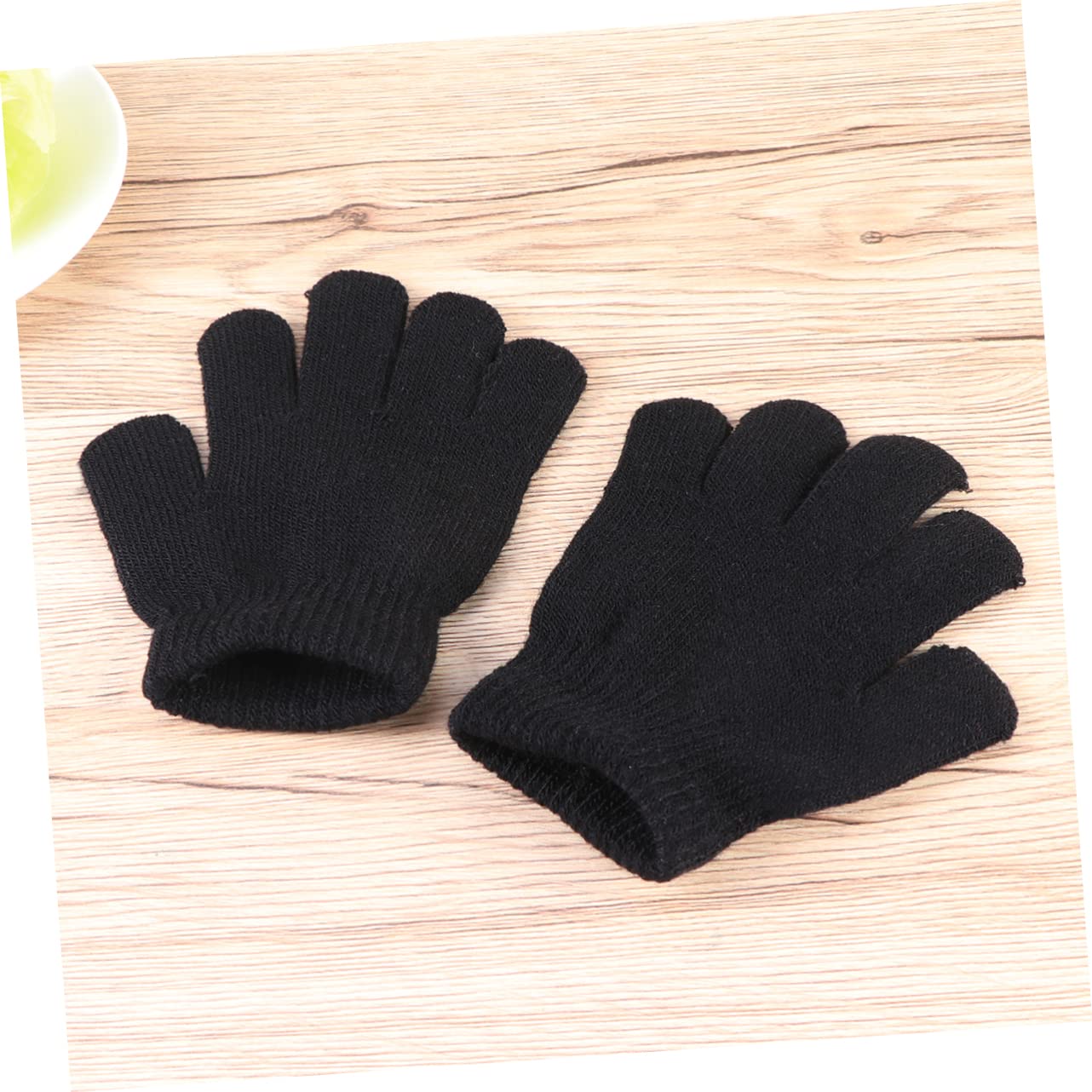 Homoyoyo Soft Warm Winter Gloves Knitted for Kids Boys Girls Children Black Stretch Mittens