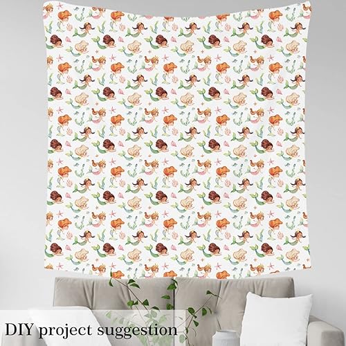 Miniatura 4 de The Yard - Tela de sirena de dibujos animados para tapicería y proyectos de bricolaje en el hogar, diseño de concha de algas marinas para sillas, 1