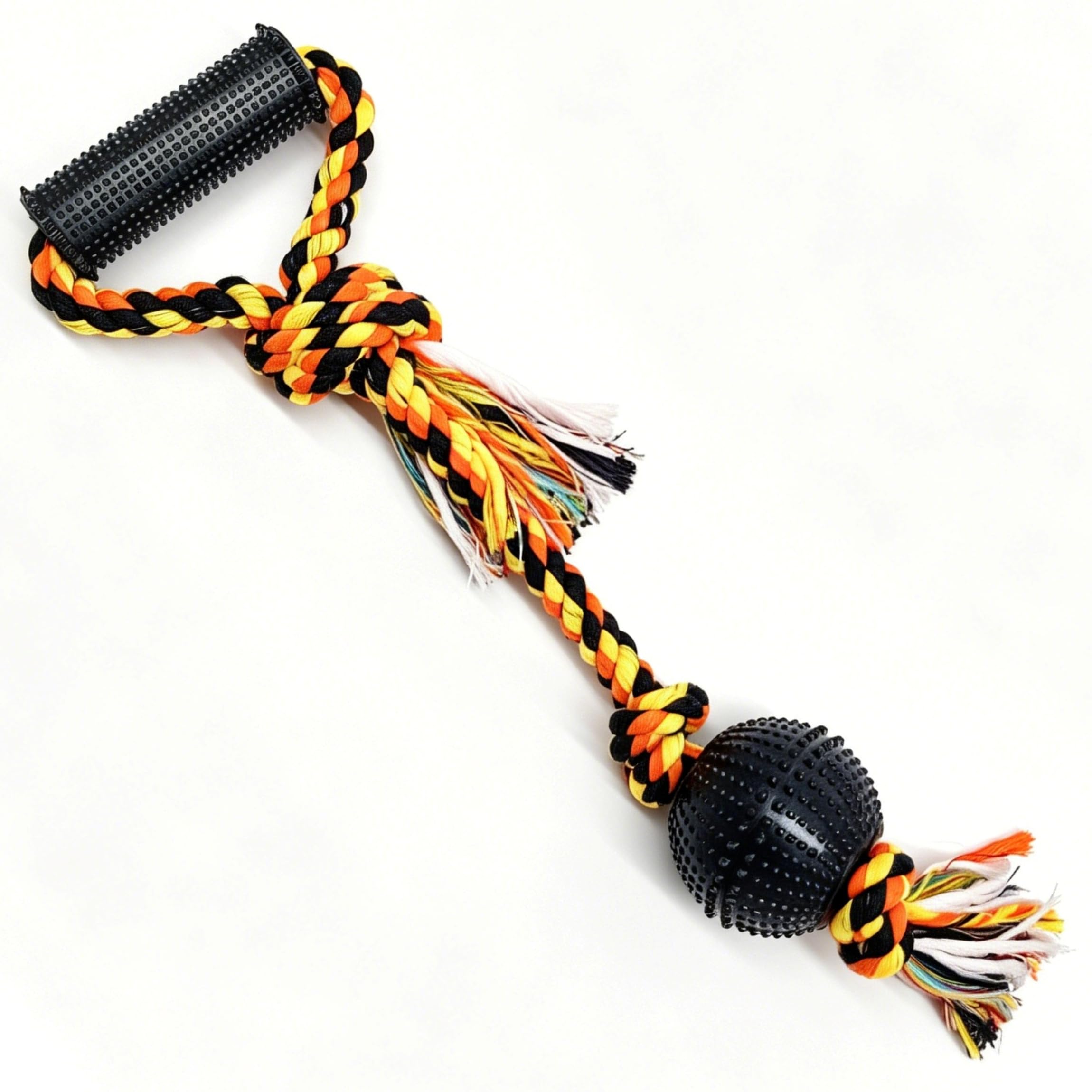 LOKYRA Tug Toy for Dogs, Fetch, Durable Rubber Ball and Handle, Cotton