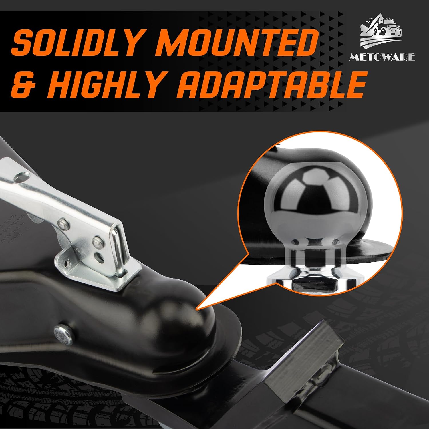 METOWARE A-Frame Trailer Coupler for 2" Ball 5000LBS Capacity, Class III Gloss Black Powder Coat