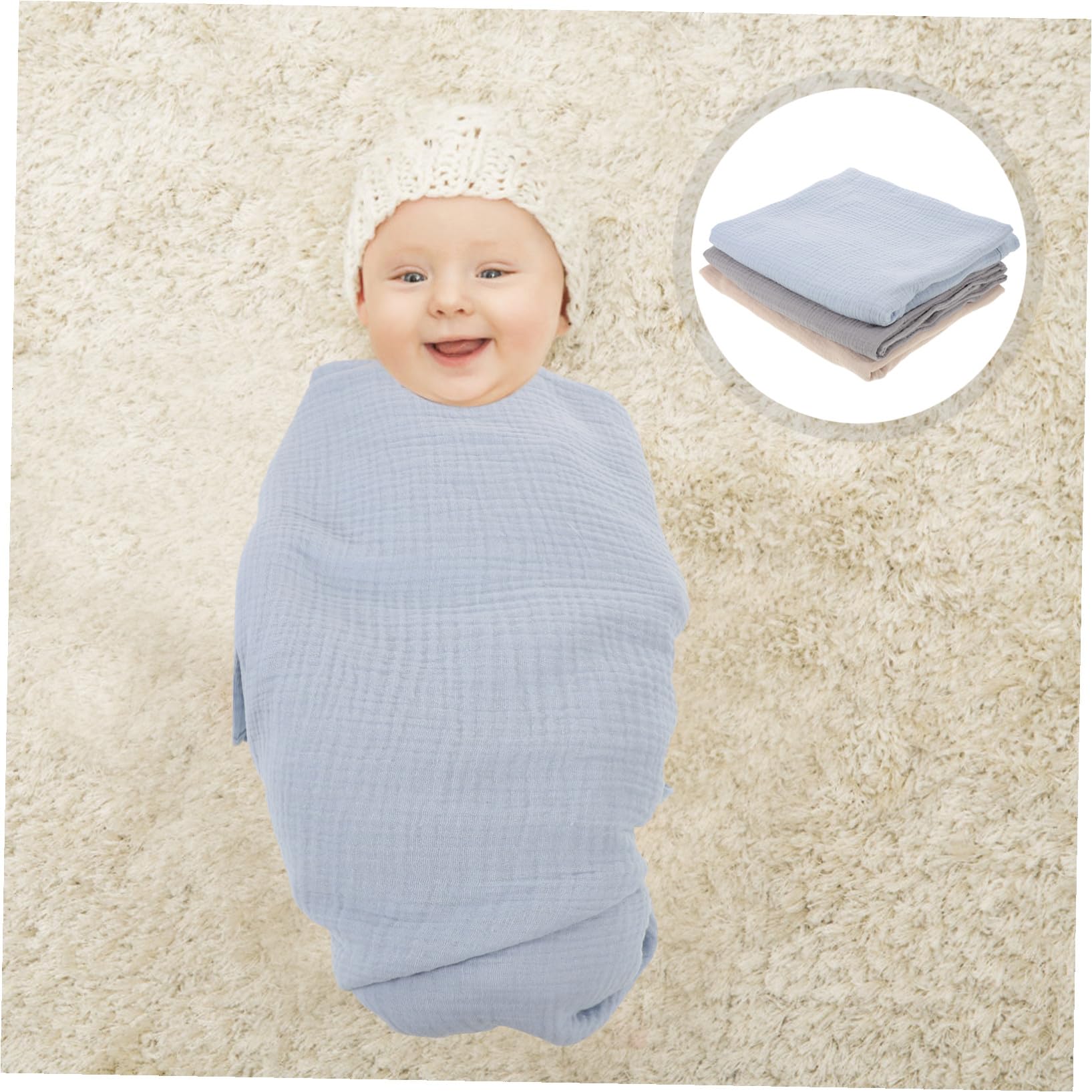 3 Stück Teiliges Swaddle aus Weichem Musselin Atmungsaktive Wickeldecken für Neugeborene Jungen und Mädchen Sanfte Baumwoll-wickeltücher für Babyschlaf und Beruhigung