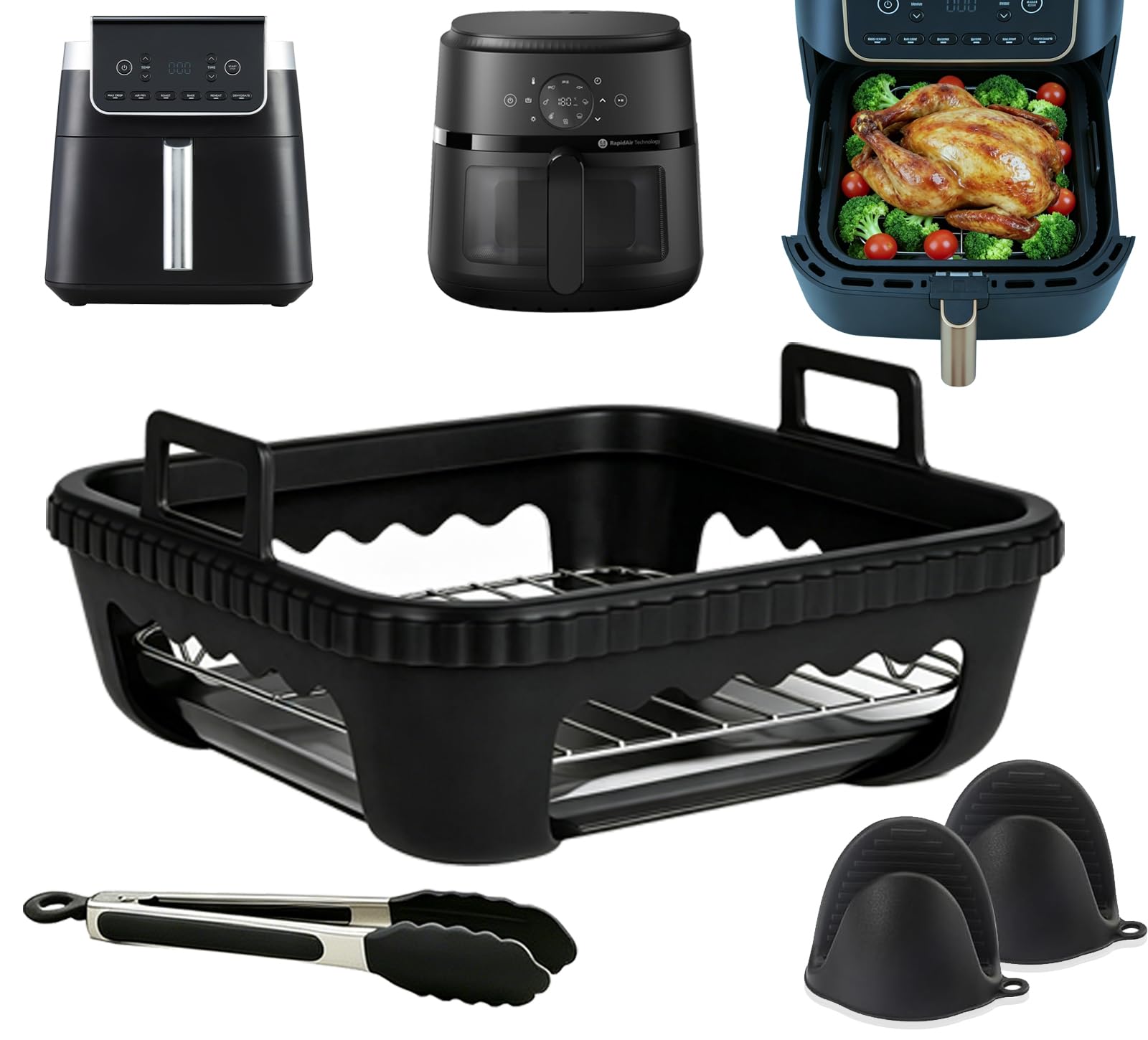 Doublures carrées en verre pour cuisiner proprement en airfryer 7L