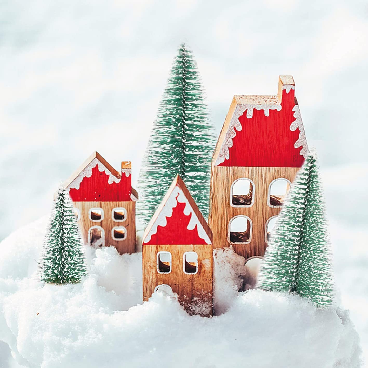 Gesar 9 Mini Alberi Di Natale Artificiali Con Neve – Abeti LED 7-20 Cm – Decorazioni Tavolo E Casa