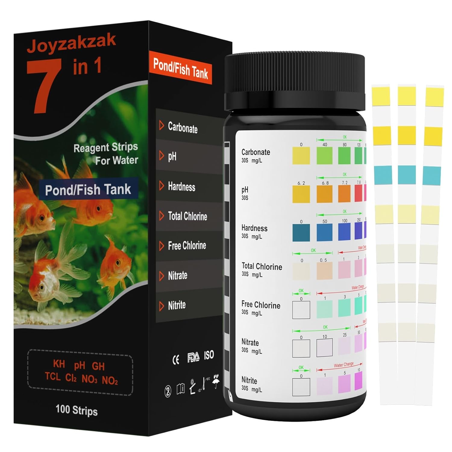 Joyzakzak Aquarium Test Strips 7 in 1, Fast & Accurate Aquarium Test Kit,Fish Tank