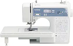 Brother XR9550 Máquina de costura e acolchoamento, computadorizada, 165 pontos embutidos, visor LCD, mesa larga, 8 pés de prensa incluídos, 51 x 30 cm, branca