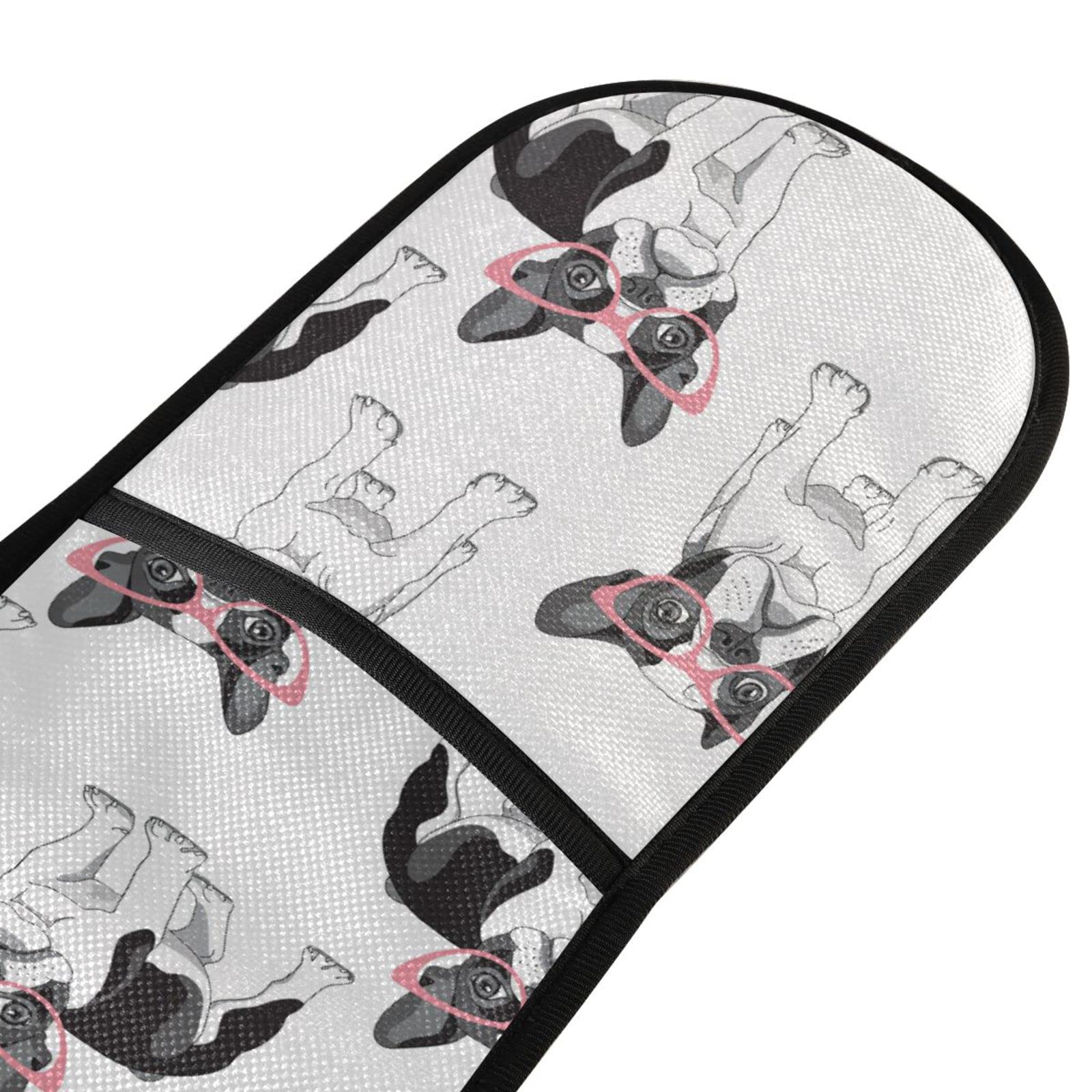 Double Oven Gloves Cartoon French Bulldog with Pink Glasses Heat Resistant Pot Holder Oven Mitt Gloves for BBQ Cooking Baking Grilling Microwave - Image 4