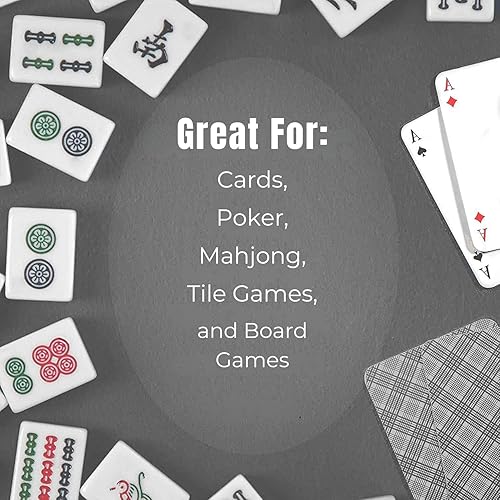 Miniatura 8 de Funda de fieltro para mesa de juego de cartas para póker, mahjong, dominó, puente y juego de mesa, mantel ajustable elástico para mesas redondas Gris