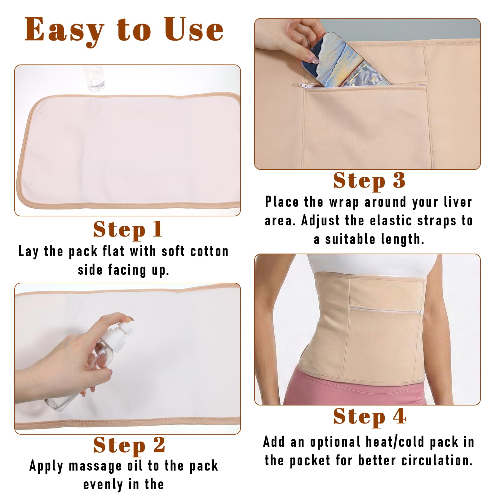 2 Stück Castor Oil Pack Kit, Rizinusöl-Packung Wiederverwendbare Rizinusöl Packungen Bauch Hals Rizinusölpackung Verstellbare Elastische Träger Castor Oil Wrap für Bauch Hals(Ohne Rizinusöl)