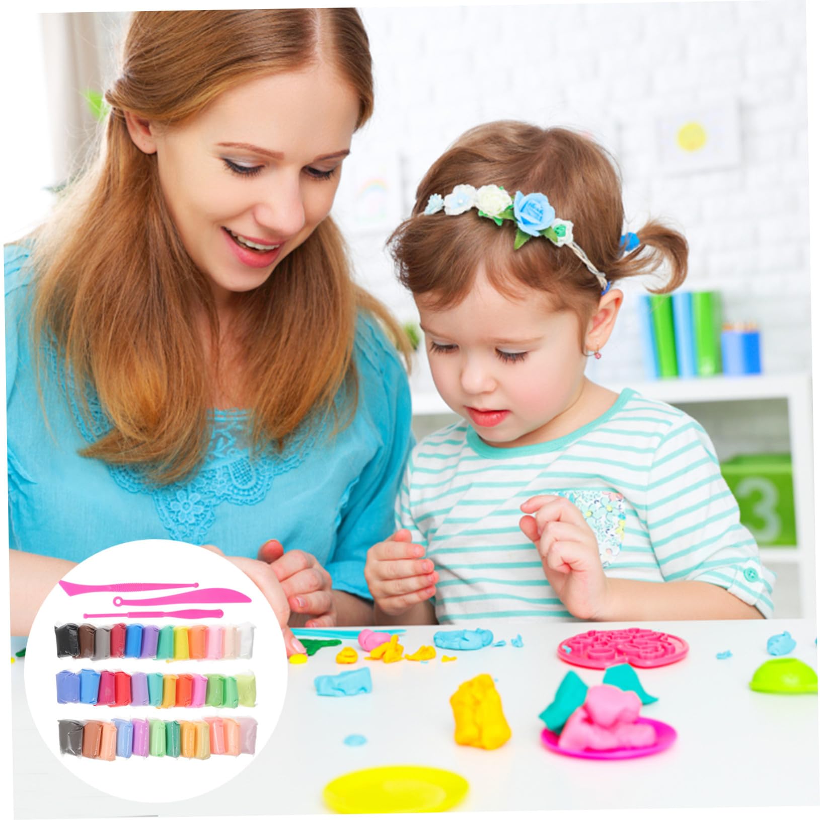 Gatuida Juego de Arcilla para Manualidades 36 Colores para Niños, Kit de Plastilina de Secado al Aire Herramientas Seguras, Accesorios para Modelar Adecuado para Aula y Hogar, Obsequio