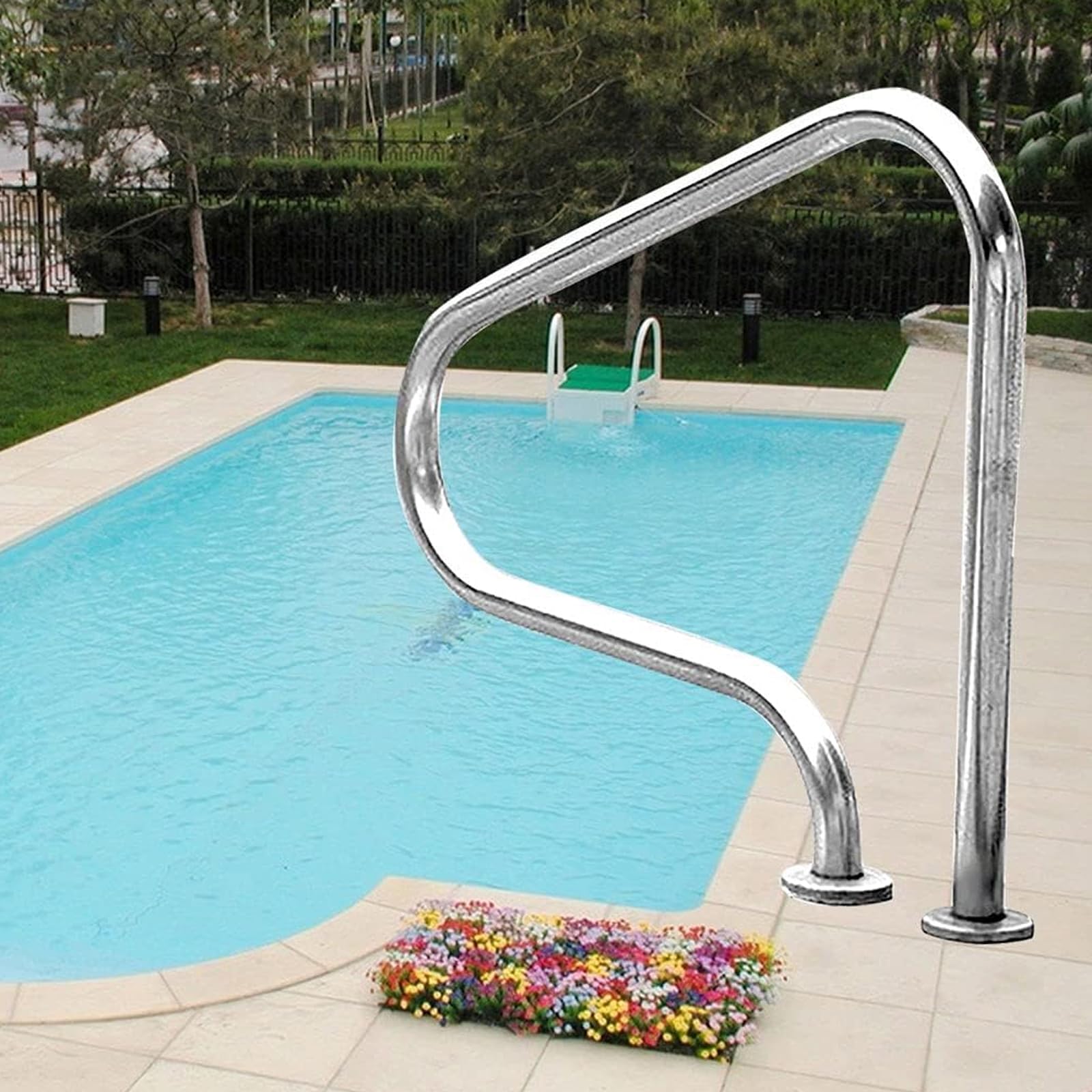 WMYWBYT Pool Handrail Swimming Pool Safety Hand Rail Pool Handrails, Swimming Pool Stair Rail, for Swimming Pool Sloped Entry Spa Water Park