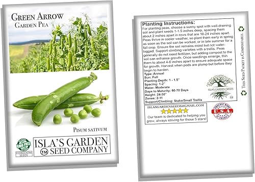 Miniatura 7 de Semillas de guisantes de jardín "Green Arrow" para plantar, más de 50 semillas de reliquia por paquete, semillas de jardín de Isla (semillas de