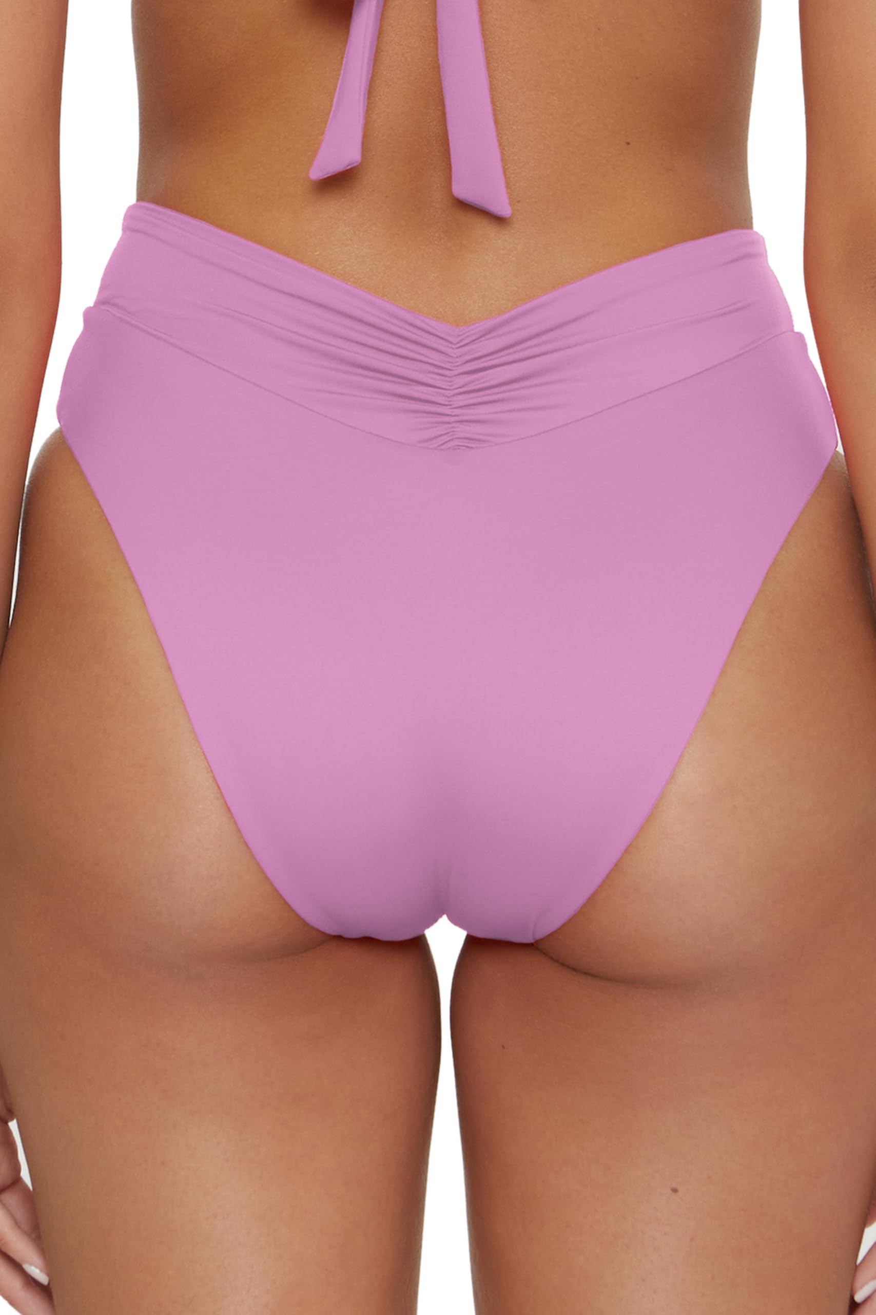 BECCA Slip Bikini Arricciato a Vita Alta da Donna, Colore Standard, Copertura sfacciata, Costumi da Bagno Separati