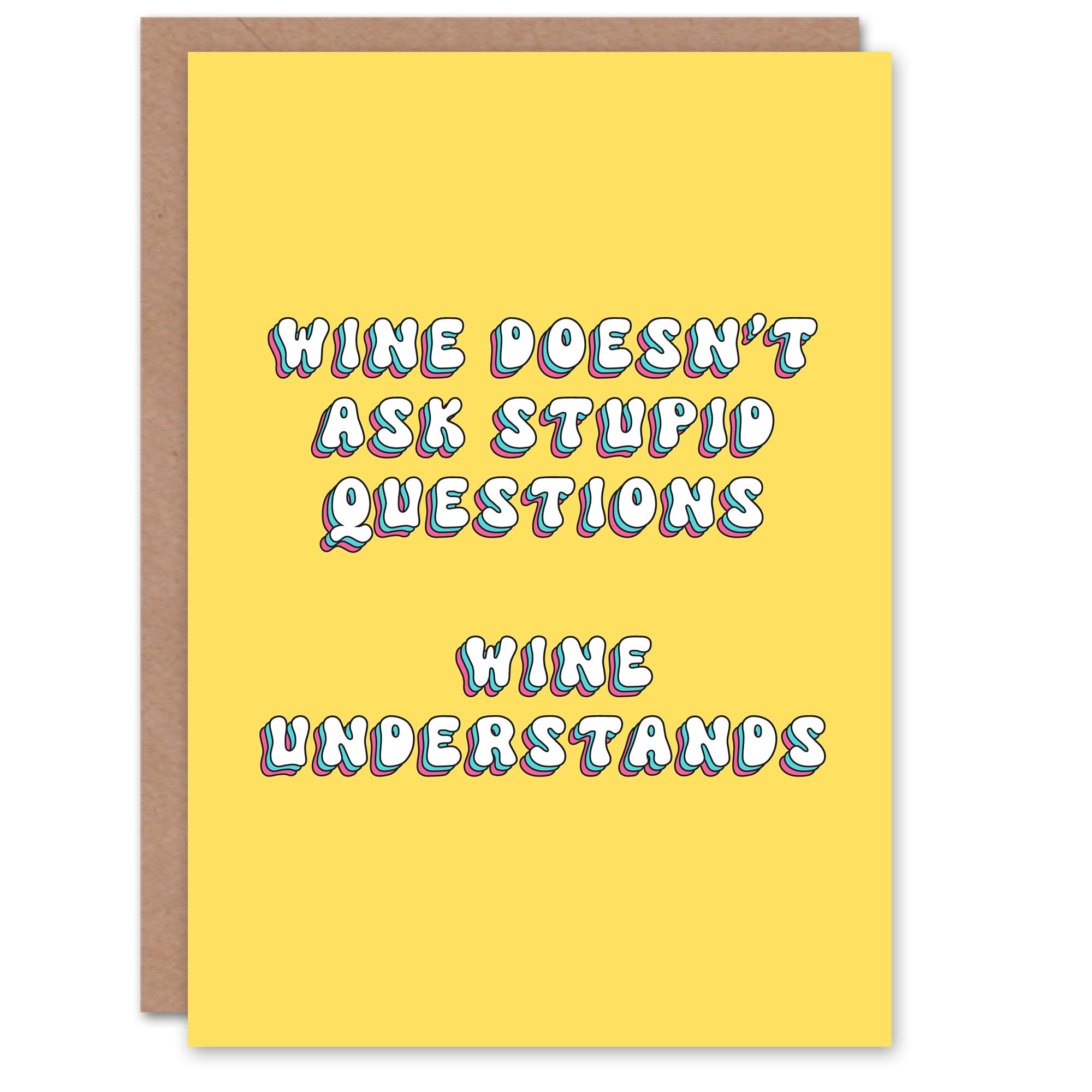 Artery8 Greeting Card Wine Understands Funny Cheeky Retro For Her Woman Wife Gran Mum Sister Birthday Card