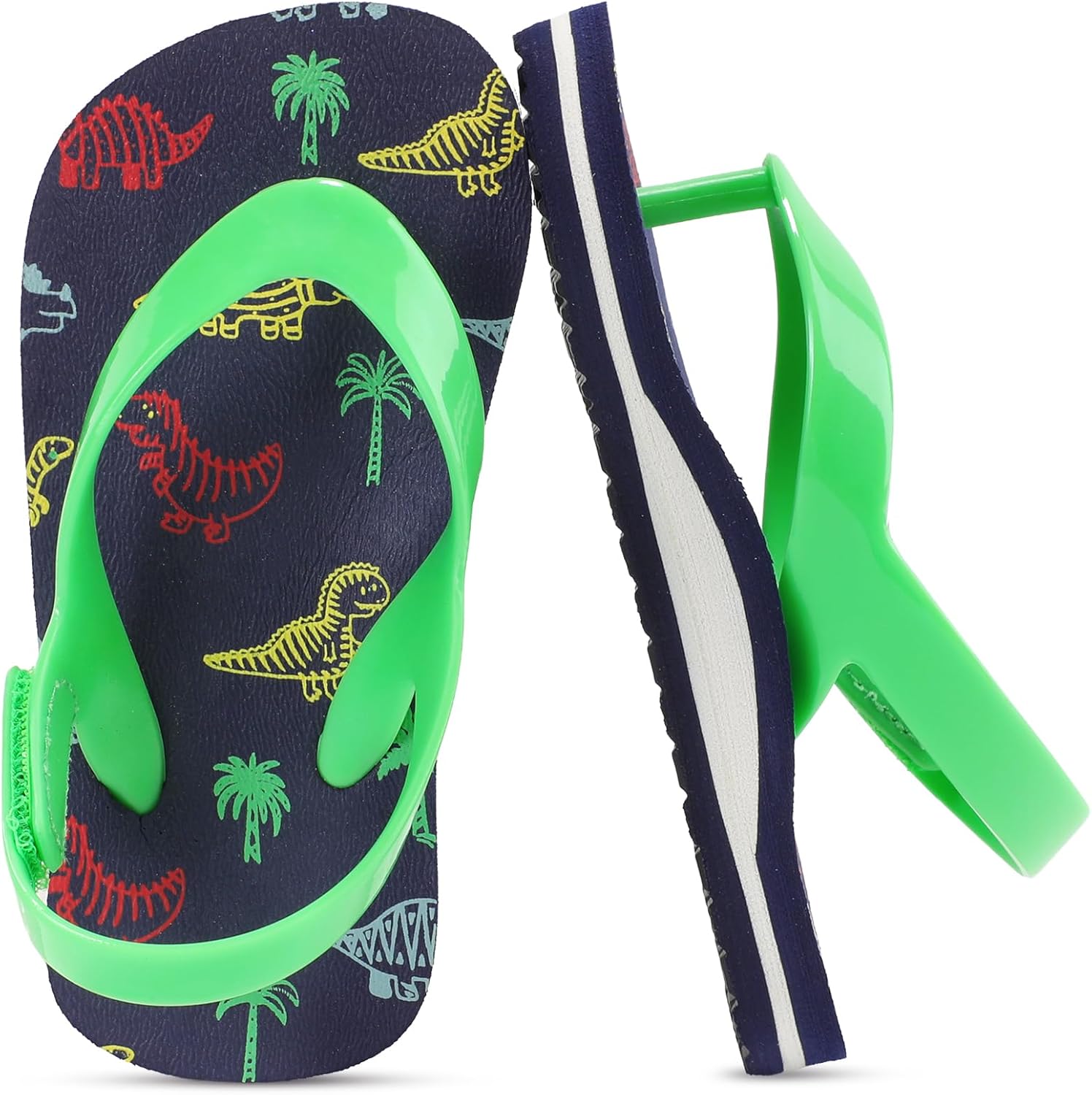 Toddler Flip Flops Girls Sandals Boys Kids Flip-flops Adjustable Back Strap Non Slip Sole Lightweight Cute Jelly Princess Sandal Girl Swim Pool Outdoor Summer Beach Navy Dinosaur Toddler Size 5