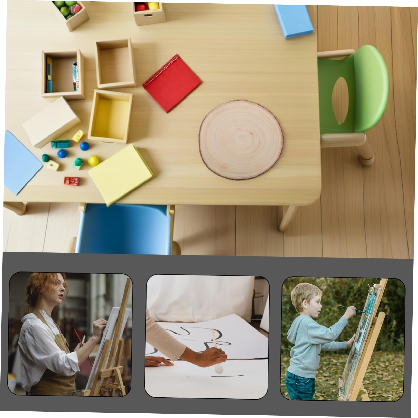 Unbehandelte Holzscheiben für Bastelarbeiten, 2 Stück, Naturbelassen | Malerei und Kreative Deko, Holz, Beige, Vielseitig Nutzbar, für Hochzeiten und Bürodekoration