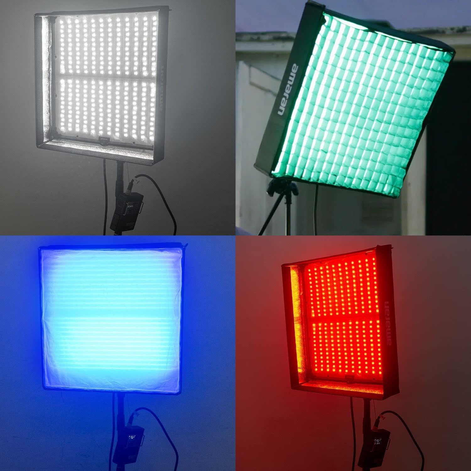 Aputure Amaran F22c 2'x2'RGBWW LED Luce in Tessuto Flessibile Luce Video LED 2500K~7500K, 200W,15 Effetti di Luce Con Softbox Griglia a Nido d'ape,Supporto per Controllo App