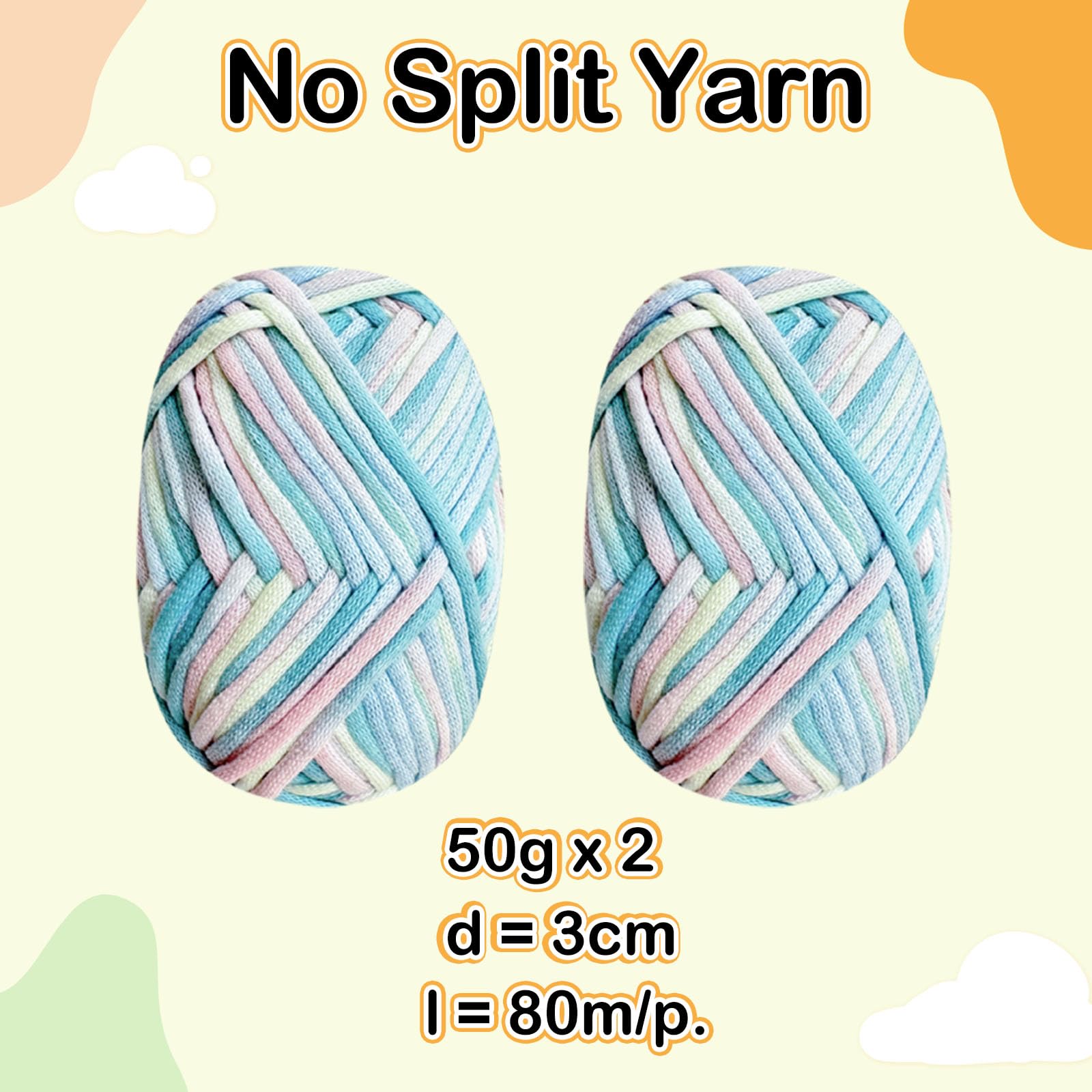 Renyiz Chunky Cotton Yarn for Crochet 2x50g, Beginner Amigurumi Yarn, Easy Crochet Starter Kit, Blue, 2-mixblue - Image 2