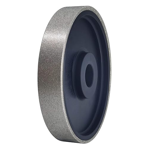 Muela abrasiva de joyería lapidaria de diamante, diámetro de 6 x 1 pulgada de ancho, agujero de eje de 1 pulgada, muela abrasiva de diamante de