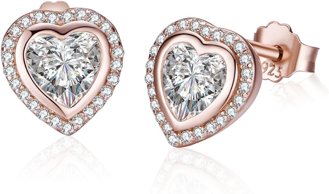 Twenty Plus Sparkling Love Stud Earrings With Clear CZ for Women and Girls Fashion Jewelry 1-Pair
