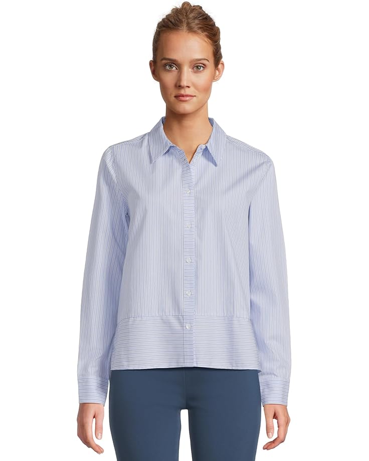 Elliott Lauren Long Sleeve Button Front Stripe Shirt With Front Seam Detail - Main View