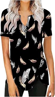 QI_LIANG Floaty Pop Evening T Shirts Thanksgiving Lightweight Long Sleev T Shirt Buttons Print Thin Fit Crew Neck Crop