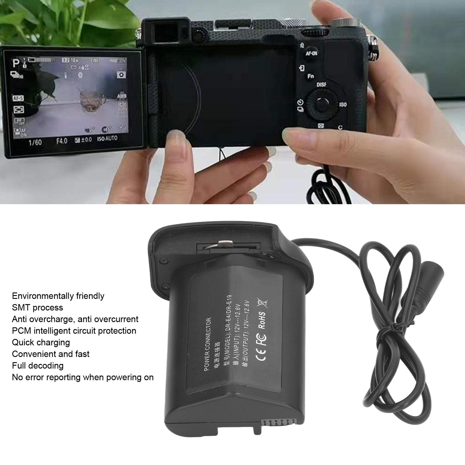 Cryfokt Zasilacz Ciągły do ​​aparatu LP E19 z Wbudowanym Chipem PCM i technologią SMT, doCanon R3 1D X Mark III 1D X Mark II 1Ds III IV (wtyczka UE)