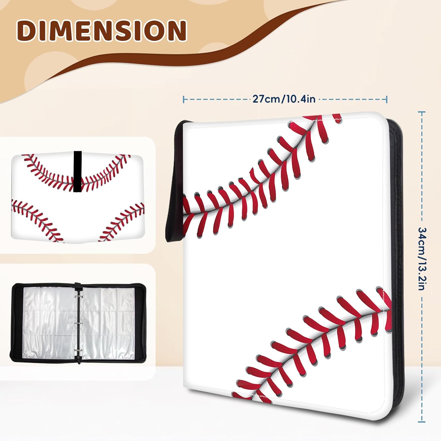 Wazzio 900 Pocket Baseball Trading Card Binder, Trading Card Storage Album with 50 Durable 9-Pocket Pages, Double Sided Pocket Zipper Binder for Christmas Thanksgiving Birthday