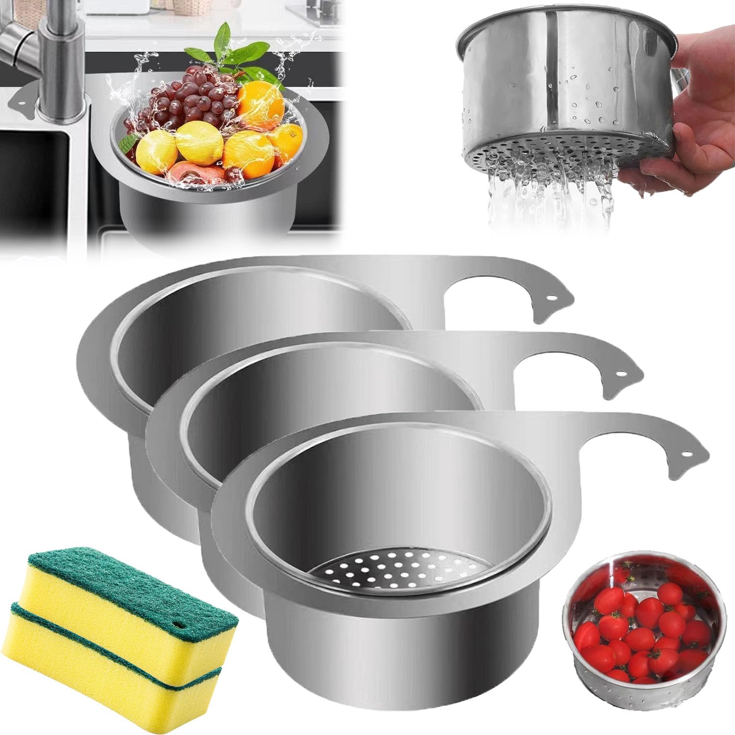 Stainless Steel Swan Drain Basket Filter Residue Storage and Storage, Swan Filter Basket, Swan Drain Basket for Kitchen Sink, Ingeniousl Stainless Steel Swan Sink Strainer Basket (3)