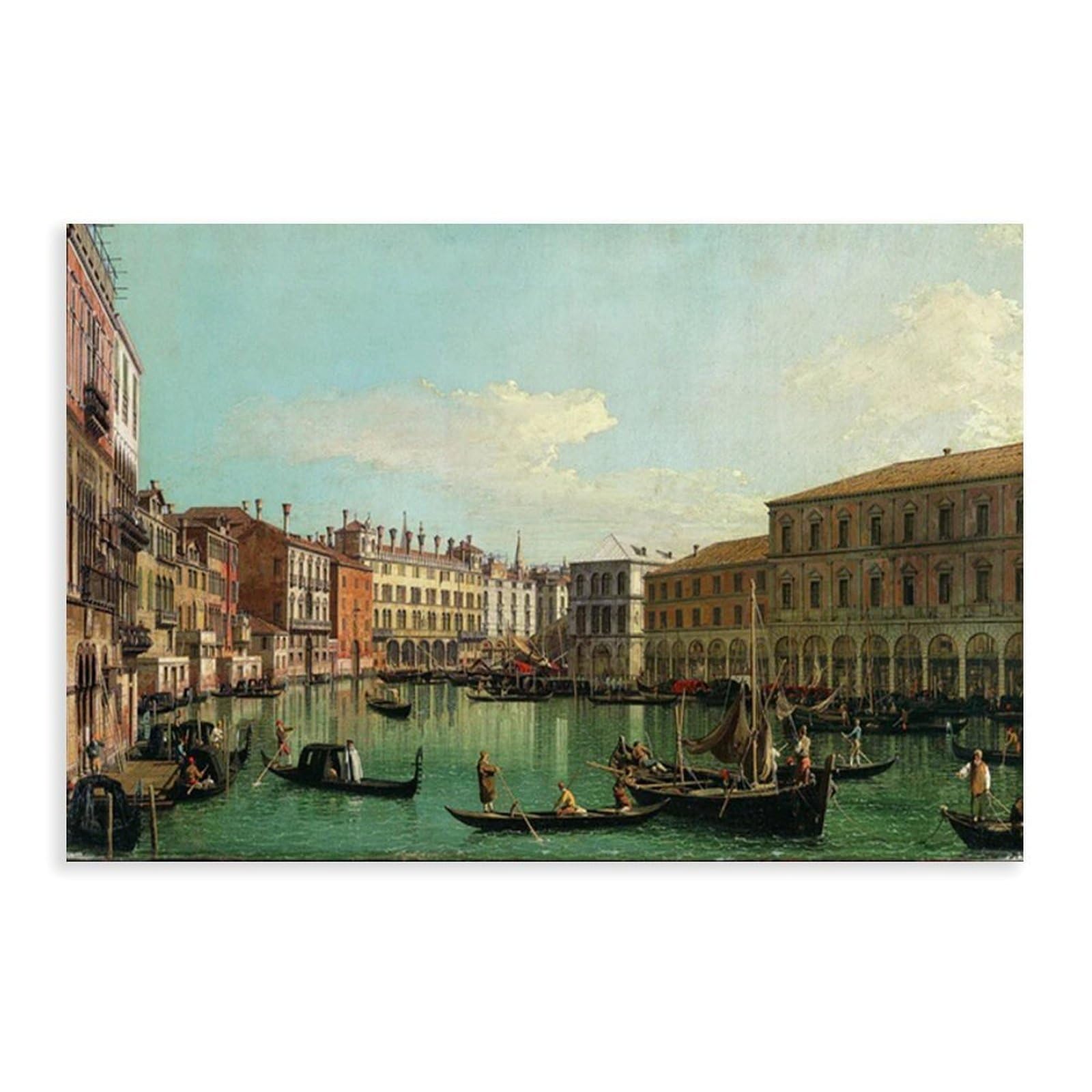 Dyhxa Canaletto The Grand Canal, Venice, Looking South Toward The Rialto Bridge Canvas Wall Art Posters And Prints Room Aesthetic Bedroom Office Decor 16X24inch(40X60cm)