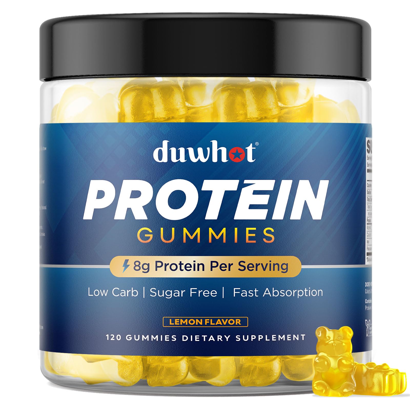 duwhot Whey Protein Gummies Sugar Free, 120 Chews