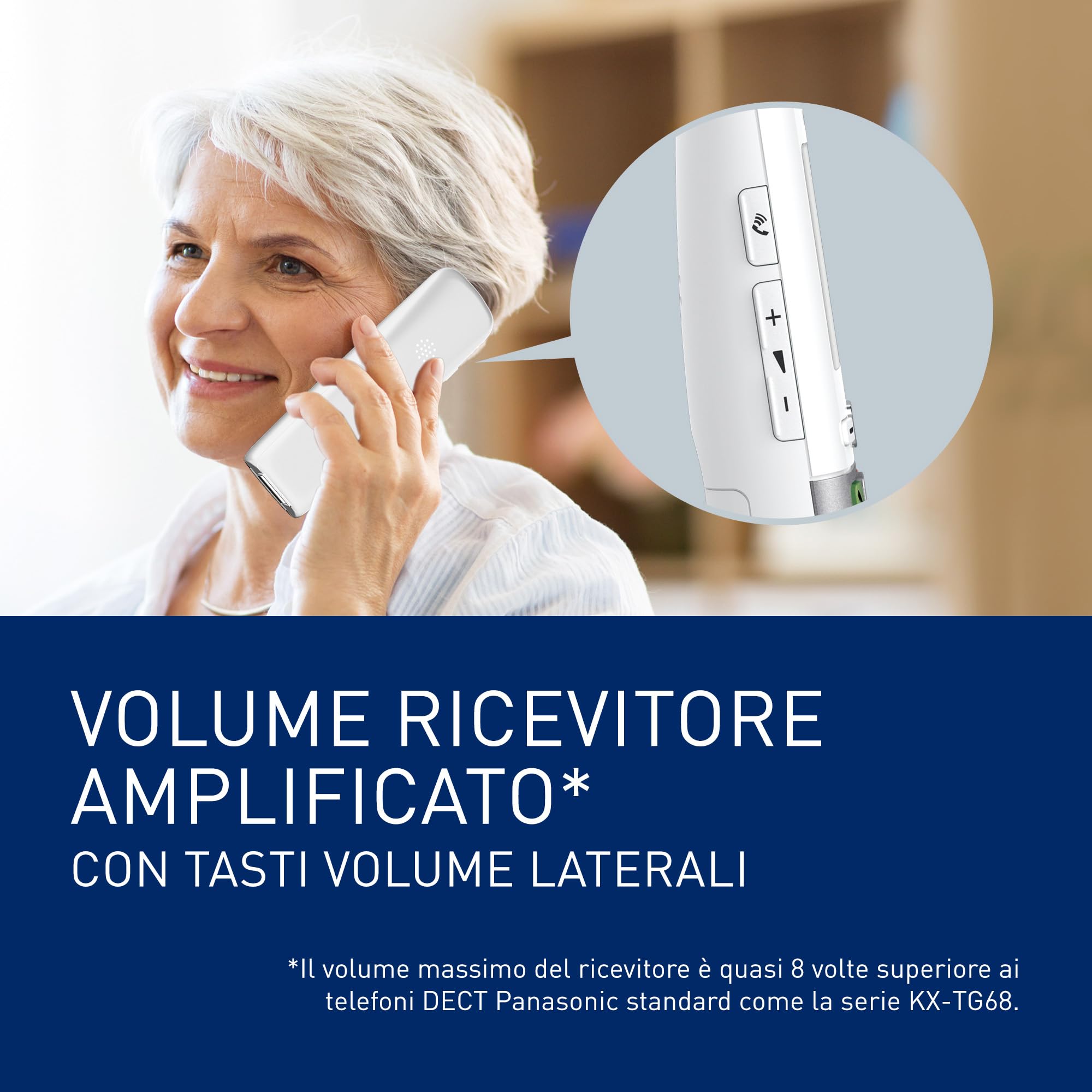 Panasonic KX-TGU432EXW Telefono Cordless Digitale con Segreteria Telefonica, Unità Base e 2 Ricevitori, Display LCD, Fav Call, Torcia, Compatibile con Apparecchi Acustici, Bianco e Argento
