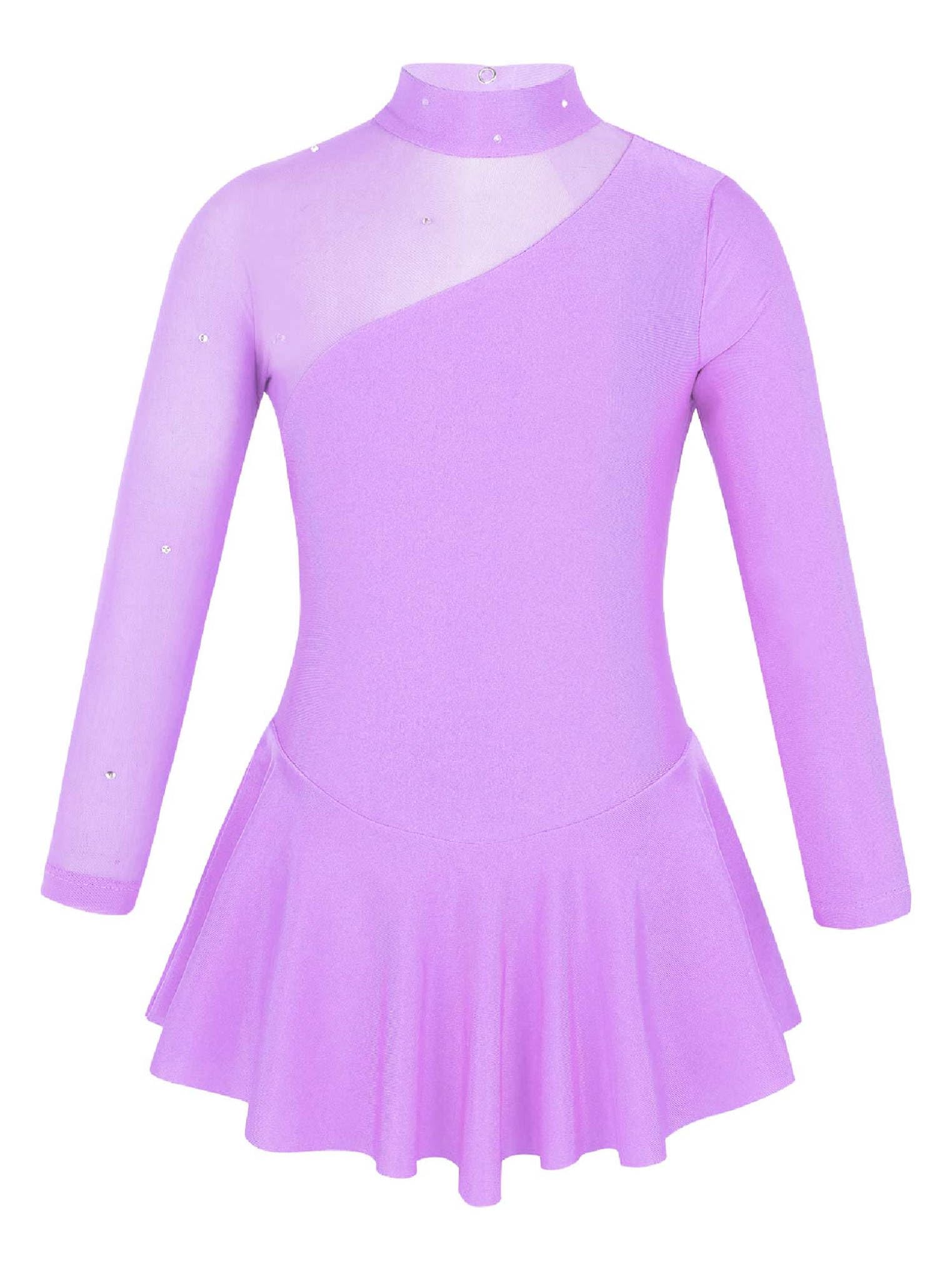 Freebily Vestido de Danza Patinaje sobre Hielo para Niña Leotardo de Manga Larga Maillot de Gimnasia Rítmica Competición Vestido de Bailarina Ballet — view 7
