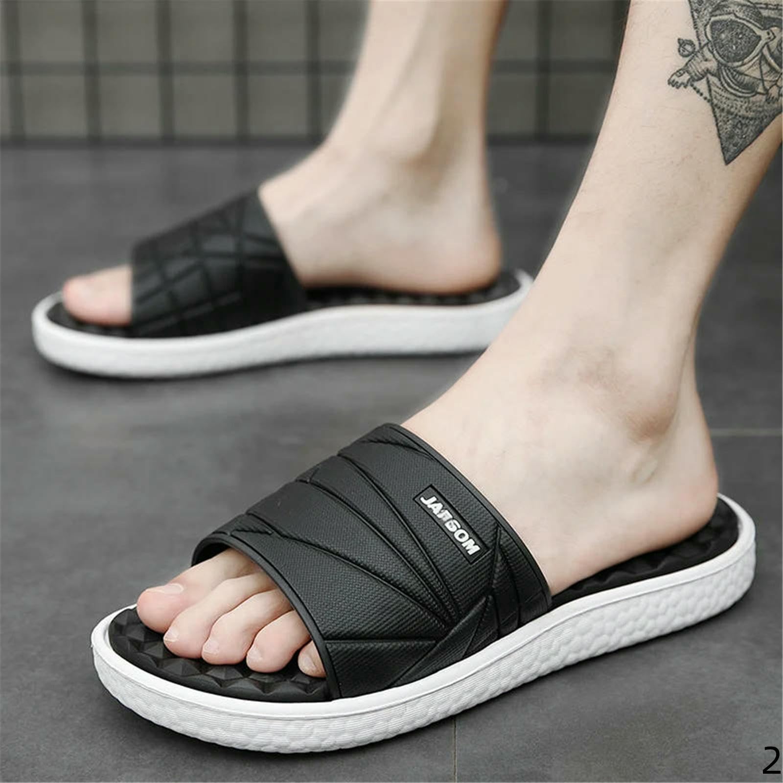 Ciabatte Uomo Estate Pantofole Home Indoor Slides Sleepers Camera della Casa-nerobianco-7