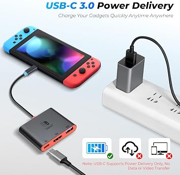Docking Station Compatible with Switch 2 / Switch / Steam Deck - 4K HDMI 2.0 Adapter with PD100W USB-C, USB 3.0 Port, Portable Gaming Dock for Console and Accessories, Black