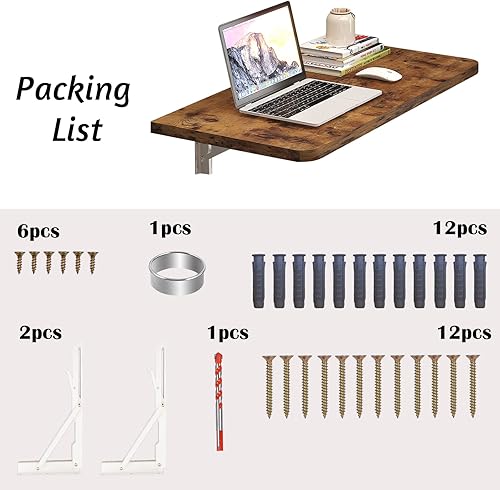 Miniatura 24 de Pmnianhua Mesa plegable de 31 pulgadas para montar en la pared, escritorio de pared plegable, escritorio flotante para oficina en casa, espacio