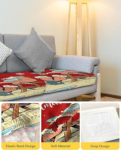 Miniatura 24 de Fundas de cojín para sofá de Navidad con diseño de muñeco de nieve gris, funda elástica para sofá con parte inferior elástica, fundas de sofá