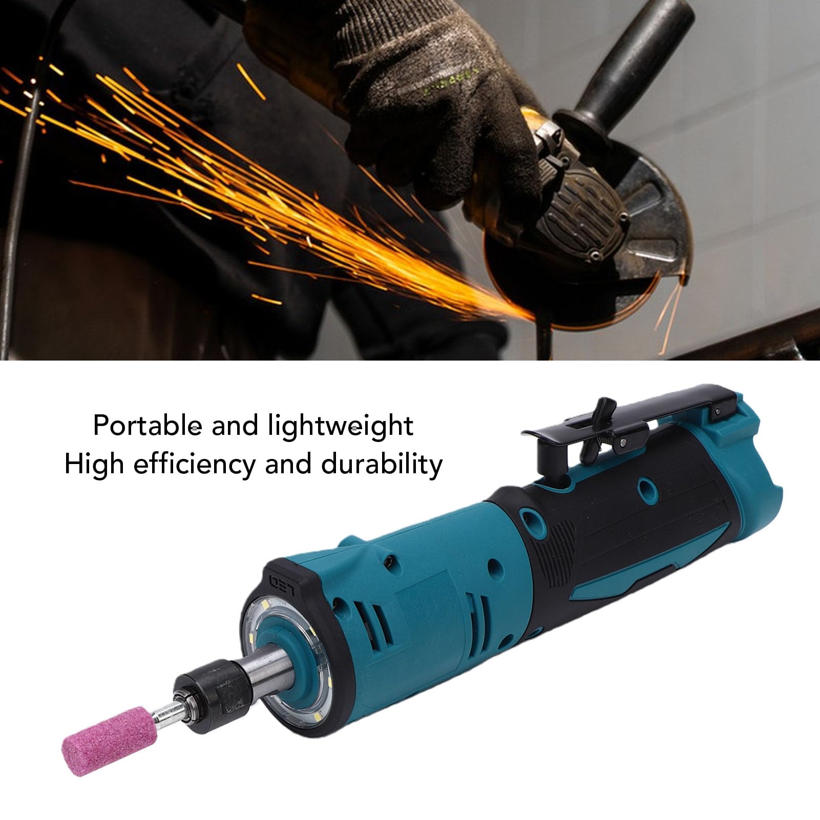 Focket Smerigliatrice Diritta a Batteria, Smerigliatrice Elettrica a velocità Variabile a 3 Livelli per Batteria da 12 V con Mandrino di Precisione da 1/4", per Rimozione Ruggine