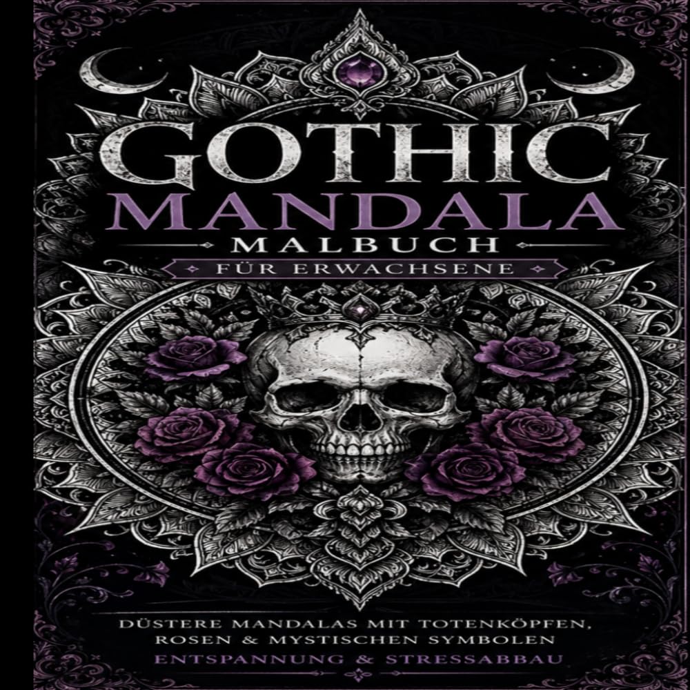 Gothic Mandala Malbuch für Erwachsene: Düstere Mandalas mit Totenköpfen, Rosen & mystischen Symbolen – Entspannung & Stressabbau